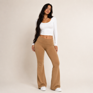 Pantaloneta acampanada cintura alta camel