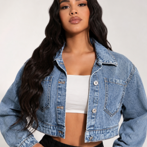 Chaqueta crop de mezclilla