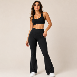 Pantaloneta acampanada cintura alta negra