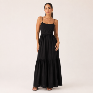 Vestido largo negro de tirantes finos