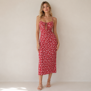 Vestido floreado rojo